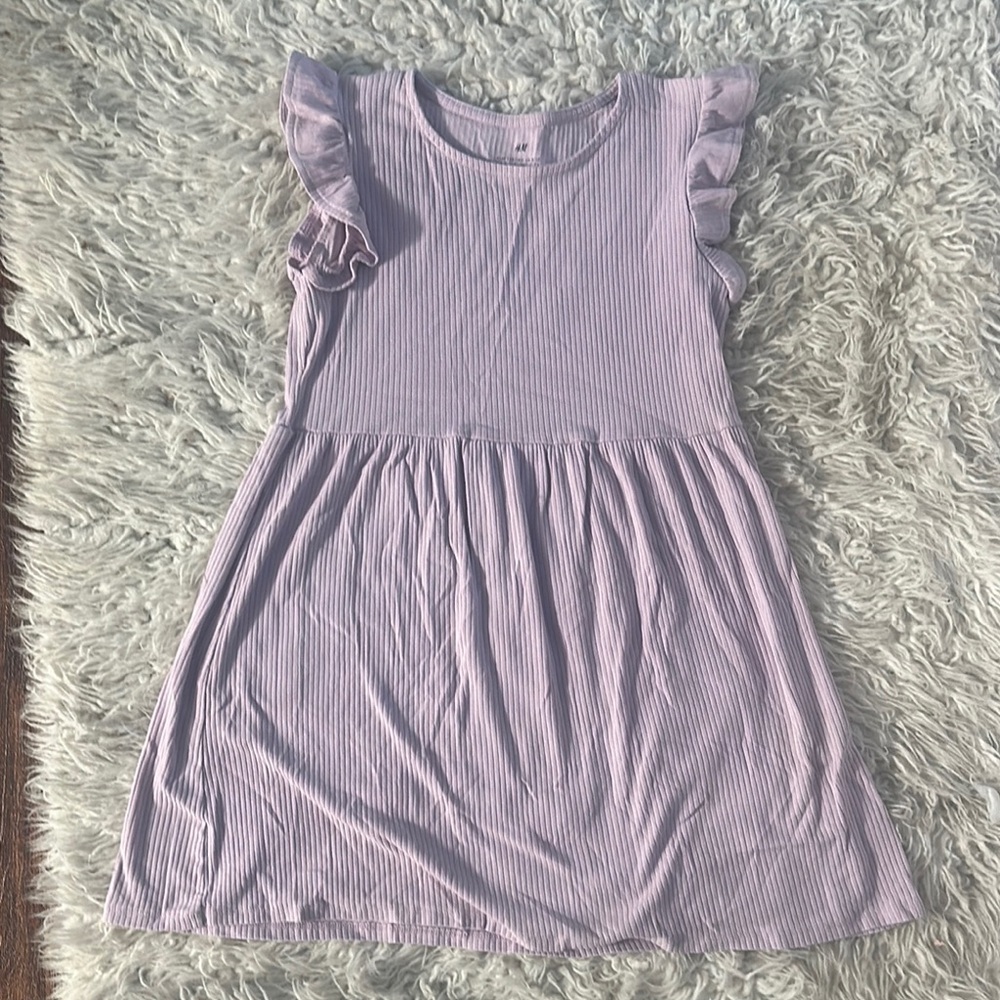 Lavender Ruffle Sleeve Kids Dress